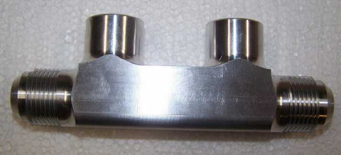 Water Manifold AN12 Ends with 2 Threaded Probe Outlets